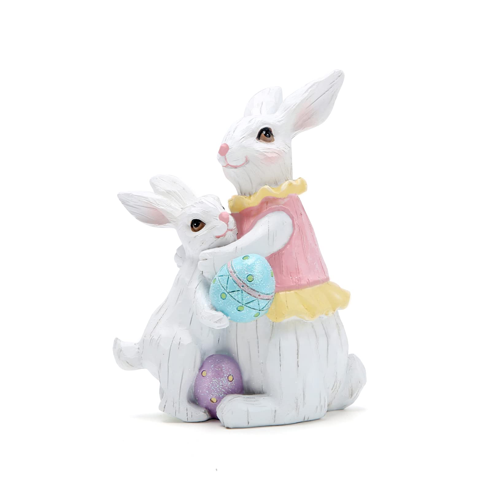 Hodao Easter Bunny Decorations Spring Indoor Home Decor Bunny Figurines (Easter White Bunny affection)