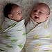 WeeSprout Organic Swaddle Blankets, Set of 2 muslin swaddle blankets, GOTs Certified Organic Cotton, Extra Large 47” x 47” for Easy Swaddling, Breathable Muslin Weave Organic Baby Blanket, Natural Dye