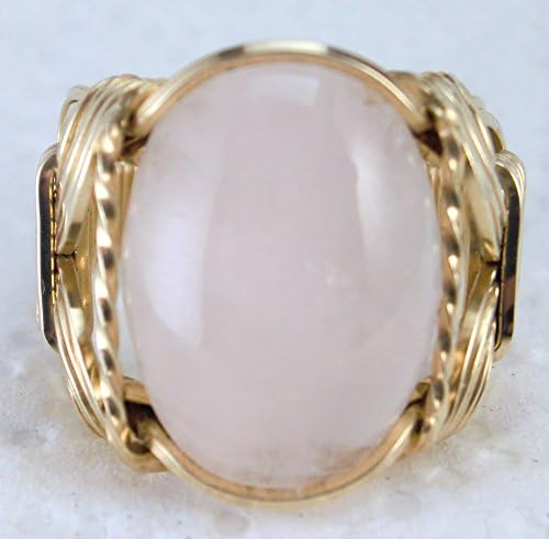 Rose Quartz Gemstone Ring Mens Ladies Unisex 14k Gold Filled or Sterling Silver