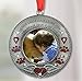 Pet Memorial Photo Ornament - Dog or Cat - Enameled & Jeweled with Red Hearts, Angel Wings & Paw Prints - Gift/Storage Bag Included - 3