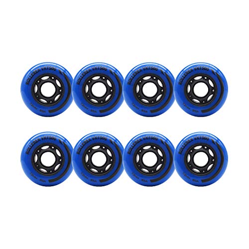 Rollerex Inline Skate/Rollerblade Wheels VXT500 80mm (8-Pack or 2-Pack or 2 Wheels w/Bearings, Spacers and Washers) (72mm Deep Sea Blue (8 Wheels))