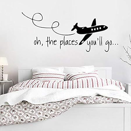 Oh Les Lieux Vous Allez Aller Dr Seuss Enfants Sticker Deco De Chasse Vinyle Art Home Sticker Mural Pour Chambre D Enfant Salon Decor 56 146cm Amazon Fr Bricolage