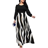 TieBnss Maxi Dresses for Women Church Puff Long Sleeve High Waist Loose Long Dresses with Pockets