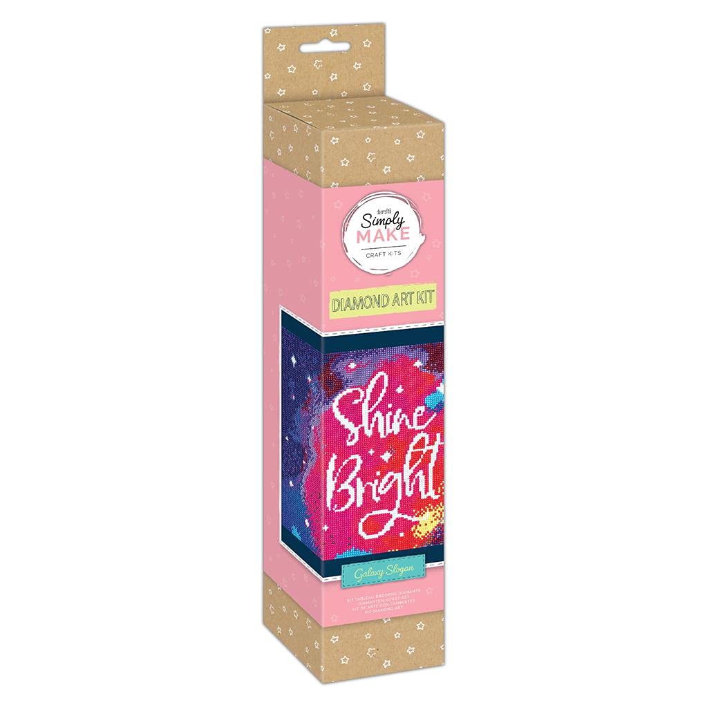 Simply Make Diamond Art Kit - Galaxy Slogan - Diamond Painting Kits for Adults, Vibrant Picture Canvas with Accessories, For Home Decor or Wall Hang Accessory, Gem Tool Included - Art & Craft Kit