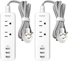 2 Pack Power Strip with USB, 2 Outlets and 3 USB Ports(3.1A, 15W) Travel Power Strip, Desktop Charging Station with 5 ft...
