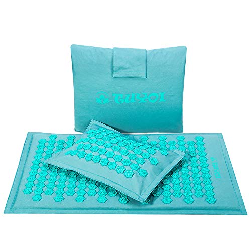 TUYOI Acupressure Mat and Pillow Set,Natural Coconut Palm,Eco-Friendly Acupressure Body Mat for Back and Neck Pain…