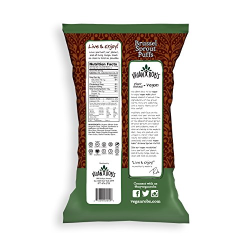 Vegan Rob's Puffs, Brussel Sprout | Gluten-Free Snack, Plant Based, Vegan, Zero Trans Fats, Non GMO | 3.5 Ounce Bags (12 Count)