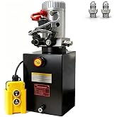 ParnicoTech 15 Quart Hydraulic Power Unit, Double Acting Dump Trailer Pump 12V DC, 3200 PSI Max Relief Pressure, Power Unit Metal Reservoir for Dump Trailer Car Lifting, SAE # 6 Port, Steel