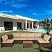 Valita 6 Pieces Patio PE Wicker Furniture Set Outdoor Brown Rattan Sectional Conversation Sofa Chair with Storage Table and Beige Cushions