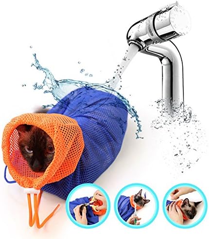 AKINO Cat bath bag Head Wrap Anti-bite Cat Washing Bag For Cat Care - Cutting nail - Cleaning Ear - Medicine feeding - Injection medium Size