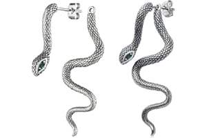 Generic WORTHY TRUST Snake Earrings Snake Stud Stainless Steel Gothic Punk Style Jewelry Gift for Men Women, silver
