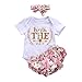 3PCS Newborn Infant Baby Girls Outfit Clothes Romper Jumpsuit Bodysuit + Pants + Headband Set