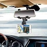 Car Mount, Voberry® Universal Car Rearview Mirror Mount Truck Auto Bracket Holder Cradle for Apple iPhone 6/6s/6s plus/ 5s/4s, Samsung Galaxy S6/S6 edge/S5/S4/S3,Cellphones, IOS, Android Smartphone