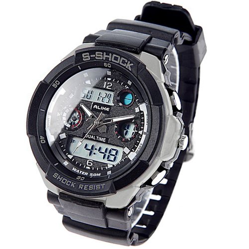 (ALIKE) AK1170 50M Waterproof Digital Watch Quartz Analog Watch Wristwatch Timepiece for Men Male Boy SWMN4-205187 (Black)