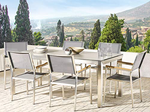 Modernes Gartenmöbel Set Tisch 180 cm in Betonoptik 6 Stühle in Grau Grosseto – Bild 3