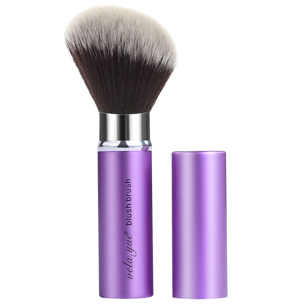 Vela.Yue Retractable Blush Brush Angled Face Powder Bronzer Travel Kabuki Makeup Brushes