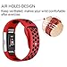 POY Replacement Bands Compatible for Fitbit Charge 2, Adjustable Breathable Wristbands with Air Holes Straps, Small Red Black 1PC