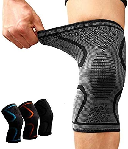 Laifugo CS-15 Knee Compression Sleeves (1 Pair) - Crossfit Knee Brace, Knee Support and Pain Relief in Weight Lifting, Knee Sleeves for Both Men and Women (M,Grey)