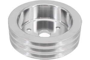 KIPA Aluminium triple groove crankshaft pulley For SB Chevy SBC 350 Crank SWP Short Small Block Chevy with a Short Water Pump 6.6" Satin Aluminium Finish Durable 3-Groove #8858