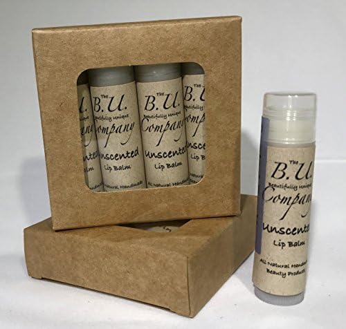 All Natural Unscented Lip Balm - All Natural Handmade - BU Company - 4 pack