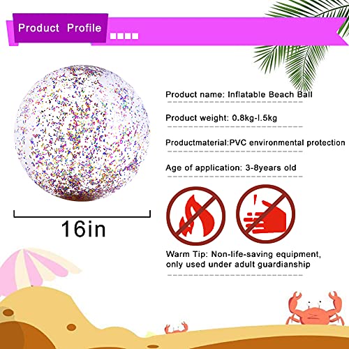 16 Inch Inflateable Glitter Beach Ball Sequin Beach Ball Pool Water Fun Toys for Kids Summer Parties Pool Party Favors