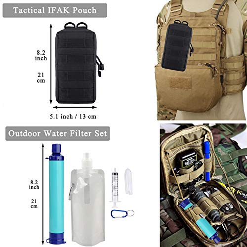 Grullin Kits De Survie D’urgence Gear, 60-en-1 Outdoor Ifak Trauma Pouch Trousses D’outils De Premiers Soins Avec Filtre à Eau, Tente D’urgence Pour Camping Randonnée Pêche, Cadeaux Pour Hommes