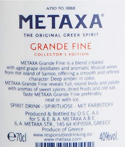 Metaxa Grande Fine in der Collector’s Edition mit 40% vol. | Hochwertiger Brandy aus Griechenland in ikonischer… – Bild 8