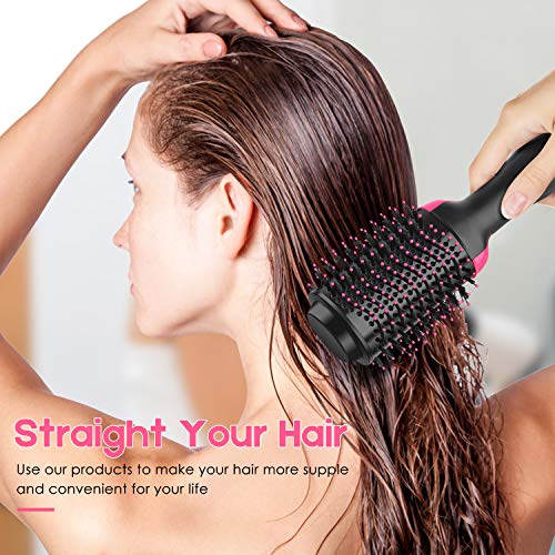 Hot Air Brush Hair Dryer Brush Hair Brush Dryer - Beewarm One Step Hair Brush and Styler for Curls and Straight Hair with 4 Clips