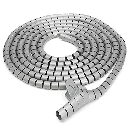SUPERTOOL Cable Spiral Binding Organiser Cable Tidy Kit Spiral Wrapping Band, Wire Clamp Included for TV/PC/Computer/Home (2M)