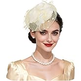 AFSITNIG Fascinator Hats Tea Party Headband Hat for Women Cocktail Hats Flower Mesh Ribbons Feathers on a Headband and a Clip