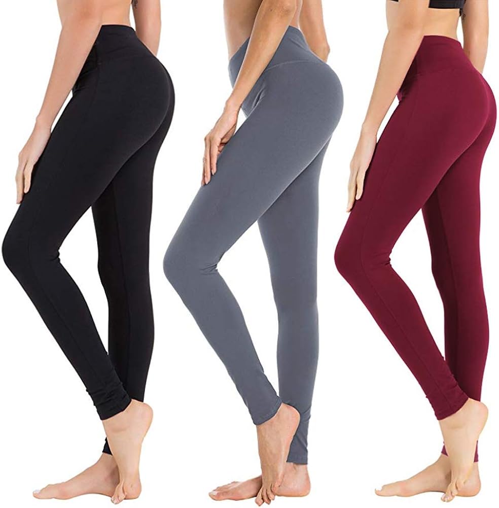High Waisted Leggings for Women - Soft Athletic Tummy Control Pants for Running Cycling Yoga Workout - Reg & Plus Size: Clothing