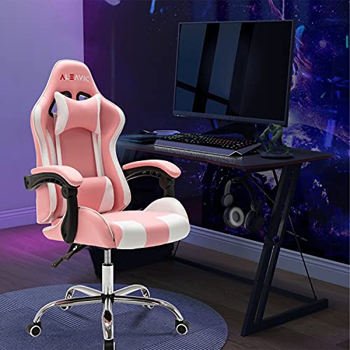 ALEAVIC-Silla-Gamer-Silla-Gaming-de-Respaldo-Alto-Silla-Ergonomica-de-Oficina-Se-Puede-Levantar-y-GirarRosa