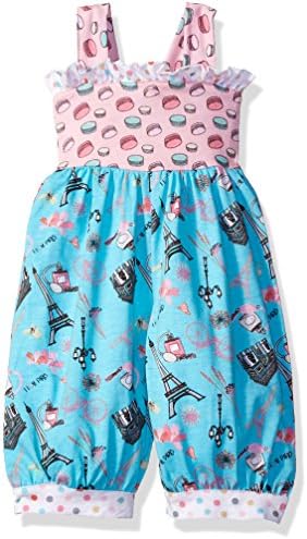 Jelly the Pug Baby Girls' Gabby Romper, Paris Print, 18MO