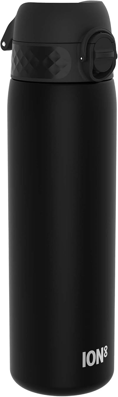 Ion8 Water Bottle 500 ml Leak Proof Hygienic Flip Cover Dishwasher Safe Black