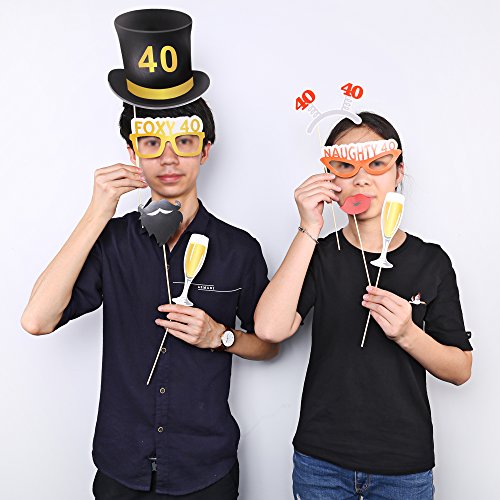 40th Birthday Party Photo Booth Props 53pcs For Her Him Import