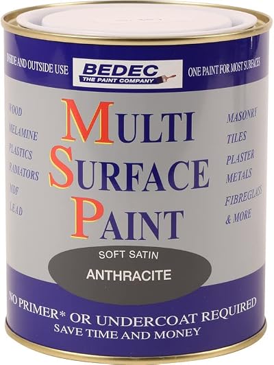 Bedec Multi Surface Paint MSP Anthracite Grey Soft Satin 750ml