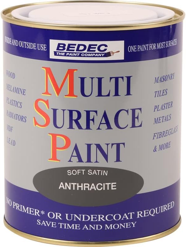 Bedec Multi Surface Paint MSP Anthracite Grey Soft Satin 750ml