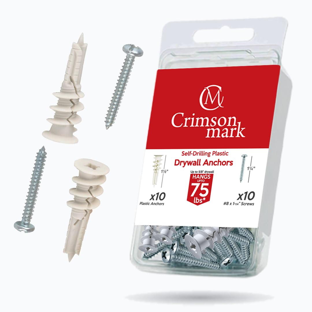CrimsonMark 20Pcs Self Drilling Drywall Anchors and