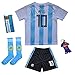 KID BOX 2019 Argentina Lionel Messi #10 Home Soccer Kids Jersey & Short Set Youth Sizes