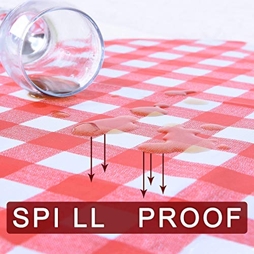 YEMYHOM Modern Printed Spill Proof Cloth Round Tablecloths (60" Round, Red and White)