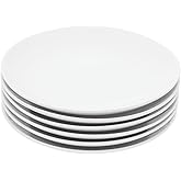 Miicol Ceramic Appetizer Plates Set of 6, White Dessert Plates 8 Inch, Small Dinner Plates, Modern Round Salad Plates, Porcel