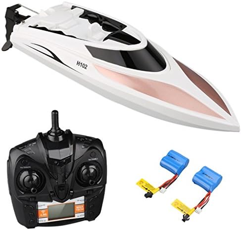 Virhuck Remote Control Boat High Speed 25 KM/H, 2 pack 7.4V 600mah Batteries, 180° Flip, Self-Righting, Low Voltage Alarm, Waterproof Hull with Anti-tilt Modular red and gray (Gray)
