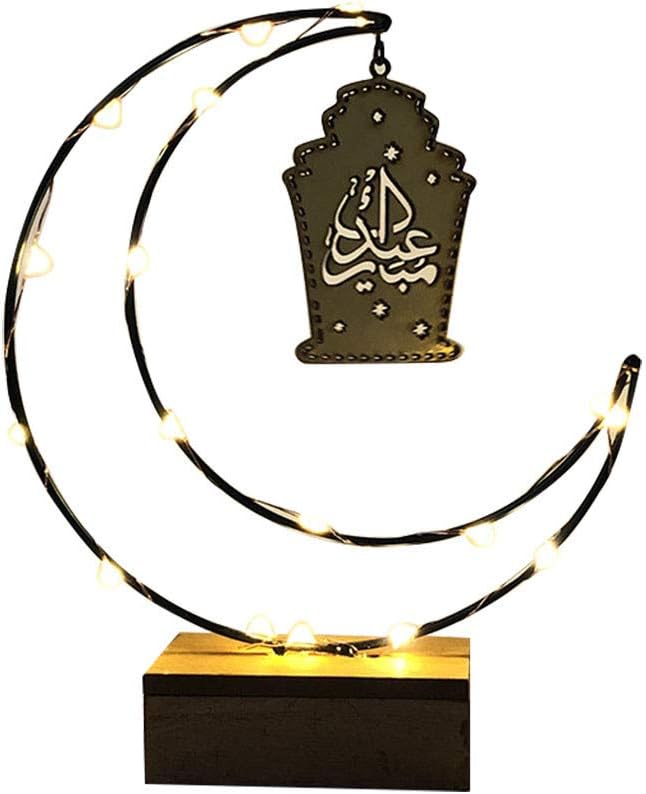 Juesi Ramadan and Eid Delicated Moon Shape Lights - Fasting Holiday Lights Decorative LED Lights, Perfect for Festival Party Favor Home Decoration (Black)