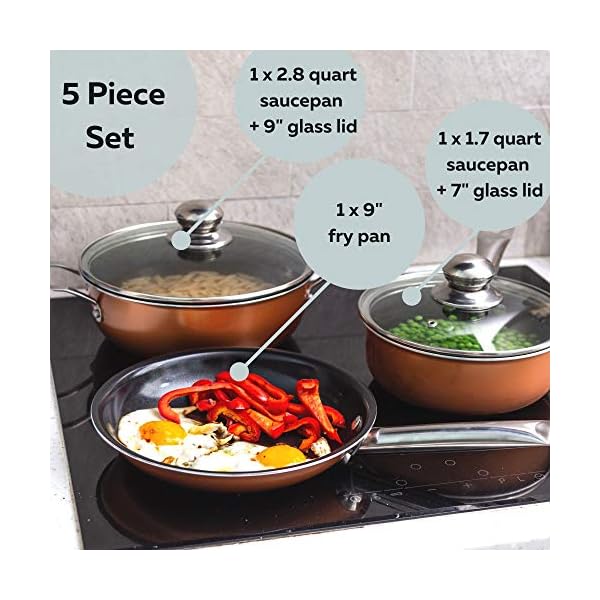 Non-Stick-Cooking-Pans-and-Pots-Set-5-pcs-Oven-Safe-Copper-Cookware-Saucepan-Pots-with-Lids-Kitchenware-Frying-Pan-by-Nuovva Non-Stick Cooking Pans and Pots Set - 5 pcs Oven Safe Copper Cookware - Induction Hob Saucepan Pots with Lids…