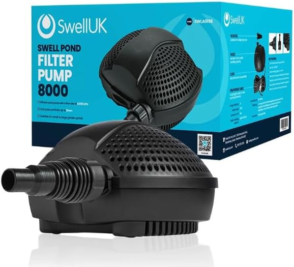 Swell UK Swell Pond Pump 8000 LPH for Filter Garden Koi 3 Year Guarantee