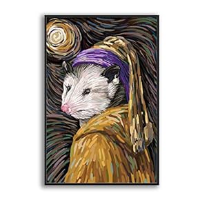 Framed Canvas Home Artwork Decoration Humor Animal Funny Mouse Canvas Wall Art for Living Room, Bedroom - 16x24 inches