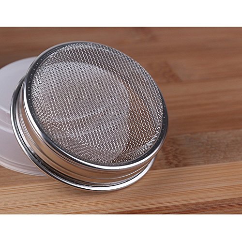 LOHOME Stainless Steel Fancy Coffee Dredger Cocoa Powder Shaker with Fine-mesh Lid & Translucent Plastic Cover for Baking & Cooking At Home / Restaurant (4-Pieces)