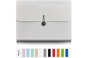 Nicfaec Expanding File Folder, 13 Pockets, White, Polypropylener,for Work, School, Home, Office