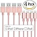 Lightning Cable, YEONPHOM 4Pack 3FT Nylon Braided 8pin USB Charging Cables Sync and Charger Cord for iphone 7/7plus se, 6s, 6s plus, 6plus, 6,5s,iPad Mini,Compatible with iOS9 - Rose Gold