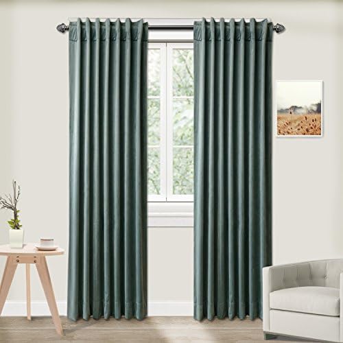 Cottontree Homesoft FirstHomer Set of 2 Solid Matt Thermal Insulated Blackout Velvet Back Tab/Rod Pocket Curtains/Drapes Panels for Bedroom,Teal,50Wx120L Inch Each